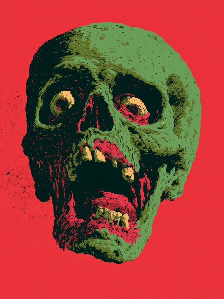 Zombie Skull Pop-Art Poster. poster detail