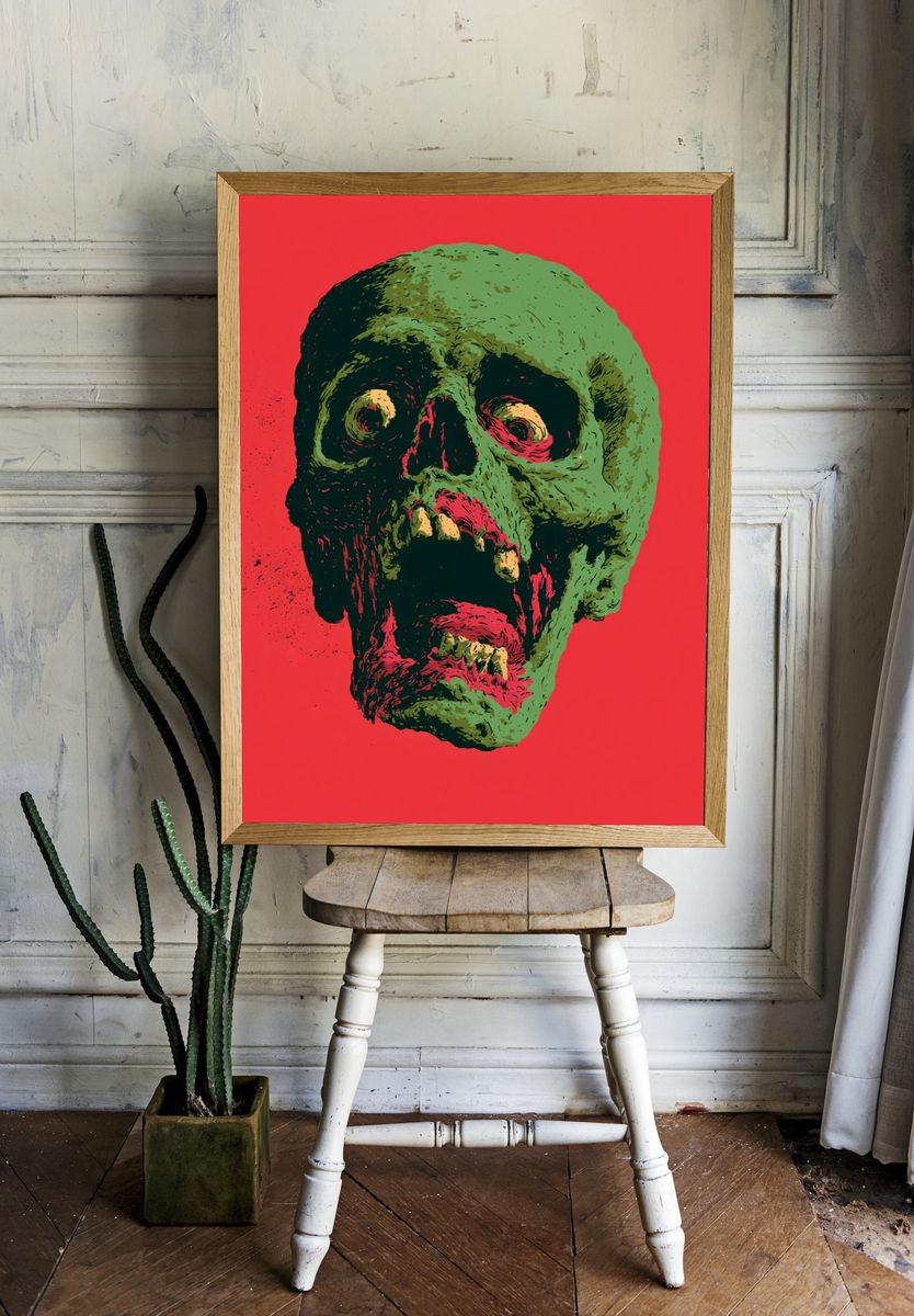 Zombie Skull Pop-Art Poster. — room view 1