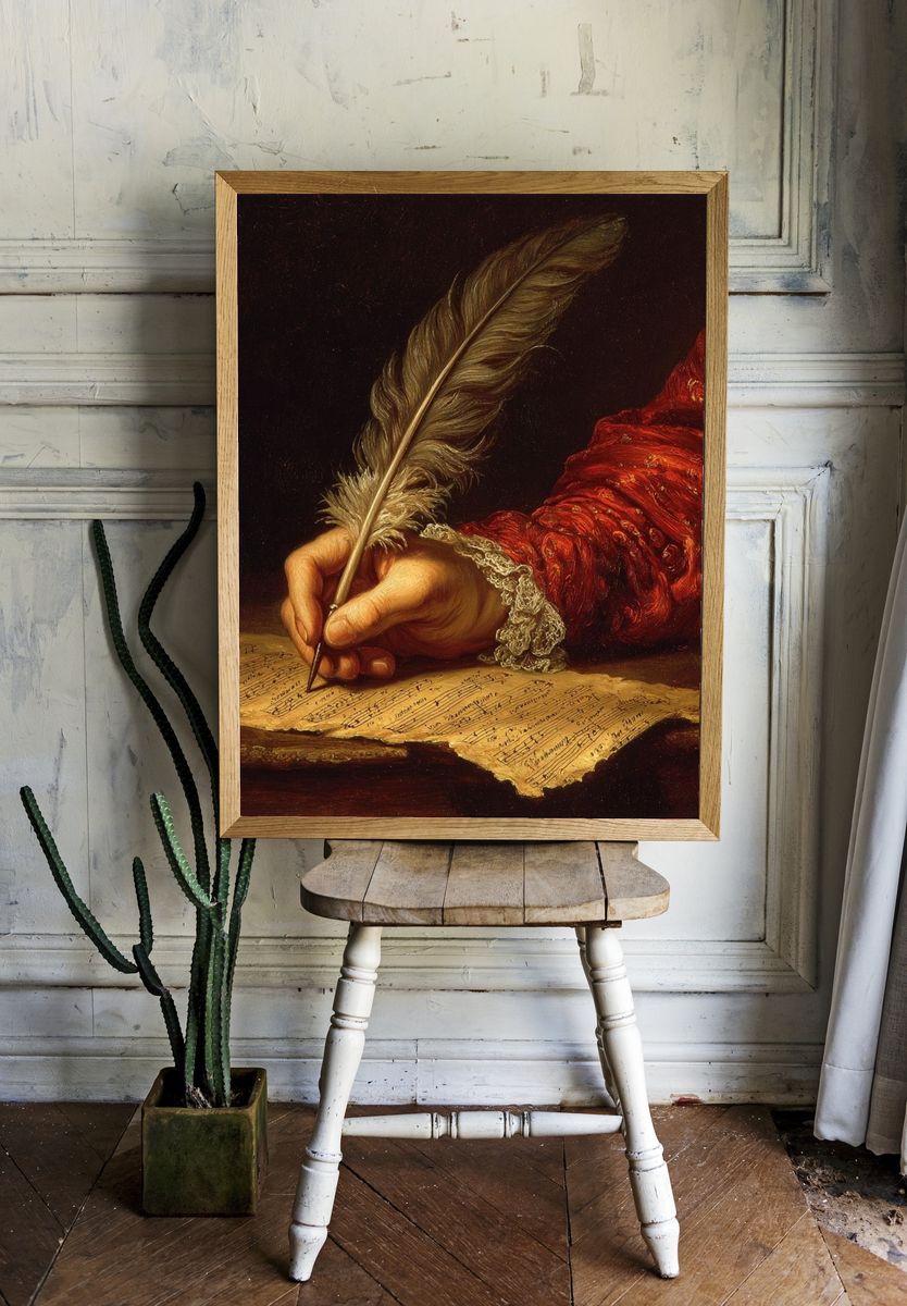 Writing Hand with Quill — Fine Art Print room preview