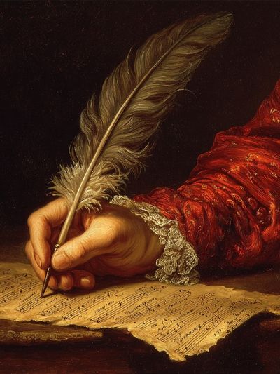 Writing Hand with Quill — Fine Art Print. poster