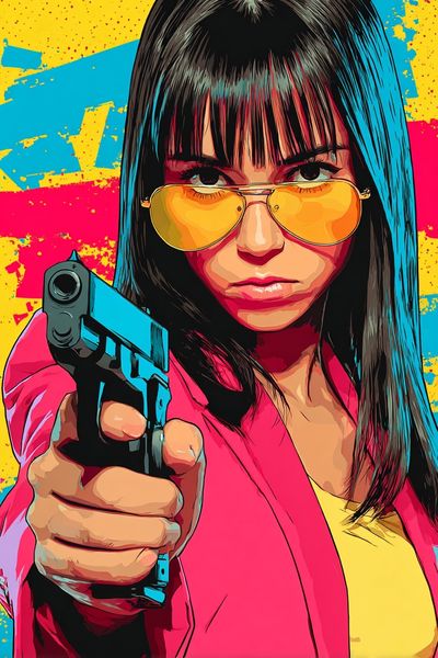 Pop Art Femme with Gun Poster.