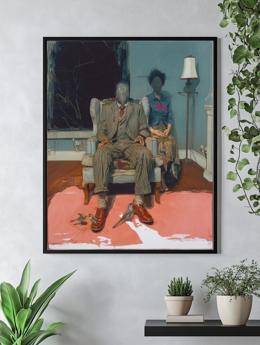 Surreal Portrait of a Man and Woman — Fine Art Print. — room view 4