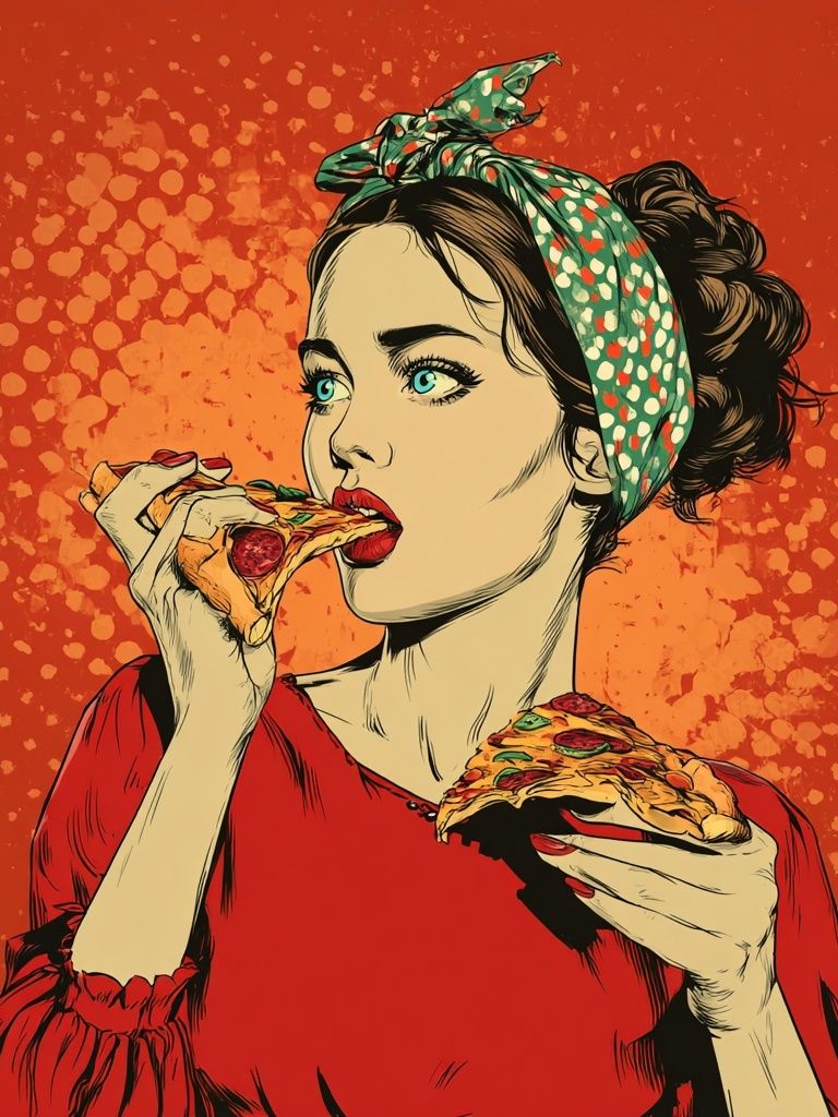 Pizza Girl Pop-Art Poster. poster detail