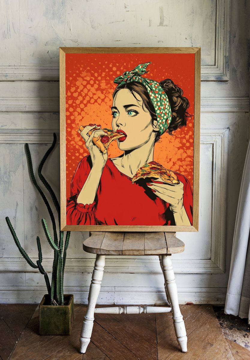 Pizza Girl Pop-Art Poster room preview