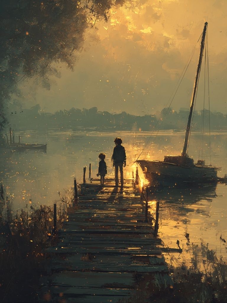 Sunset Dock Silhouette — Fine Art Print. poster detail