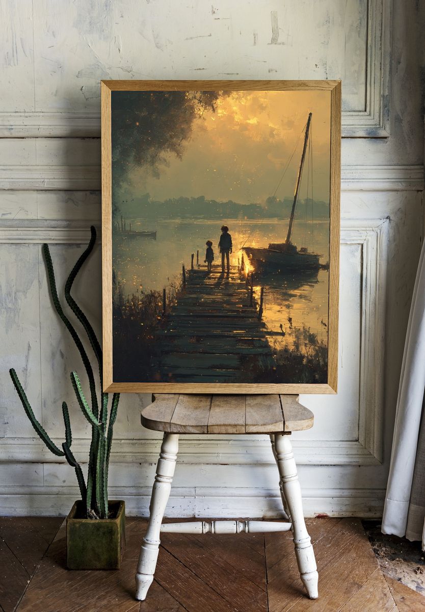 Sunset Dock Silhouette — Fine Art Print. — room view 1