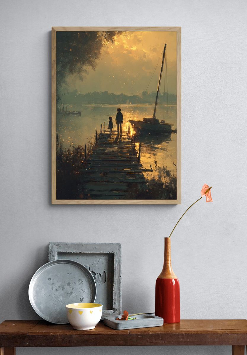 Sunset Dock Silhouette — Fine Art Print. — room view 3