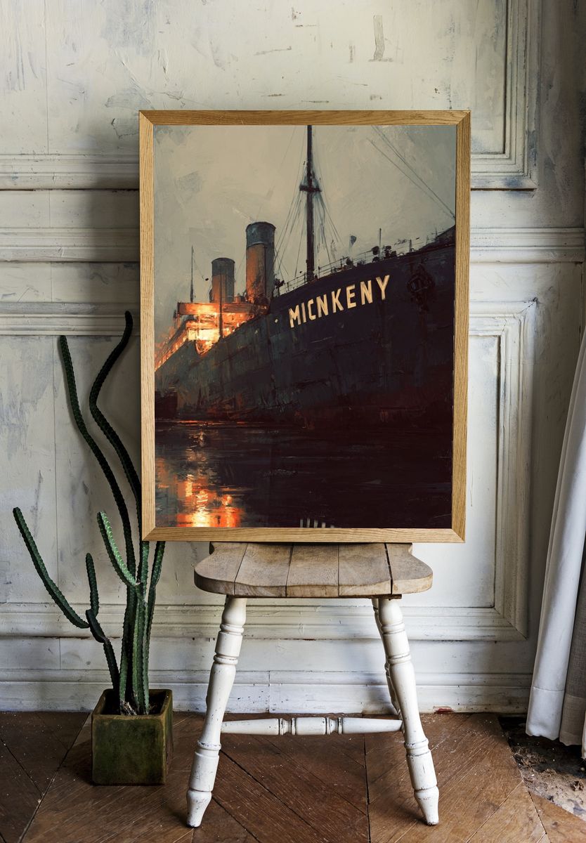 Historic Ship at Dusk — Fine Art Print room preview