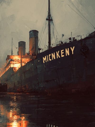 Historic Ship at Dusk — Fine Art Print. poster