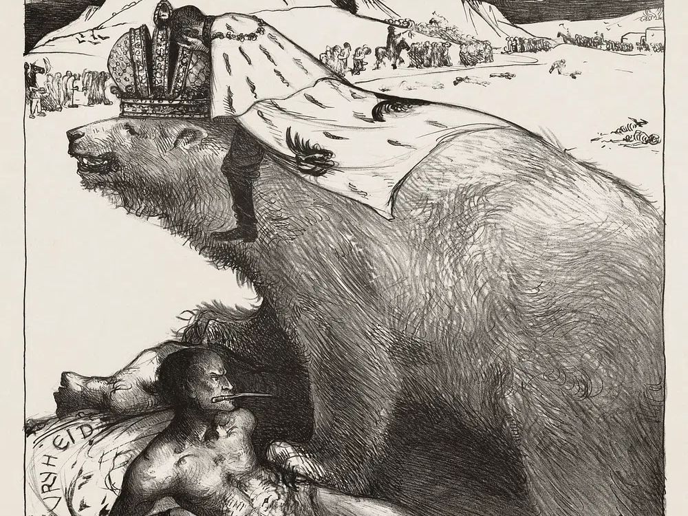 Crowned Bear with Figure — Fine Art Print. poster — fine-art art