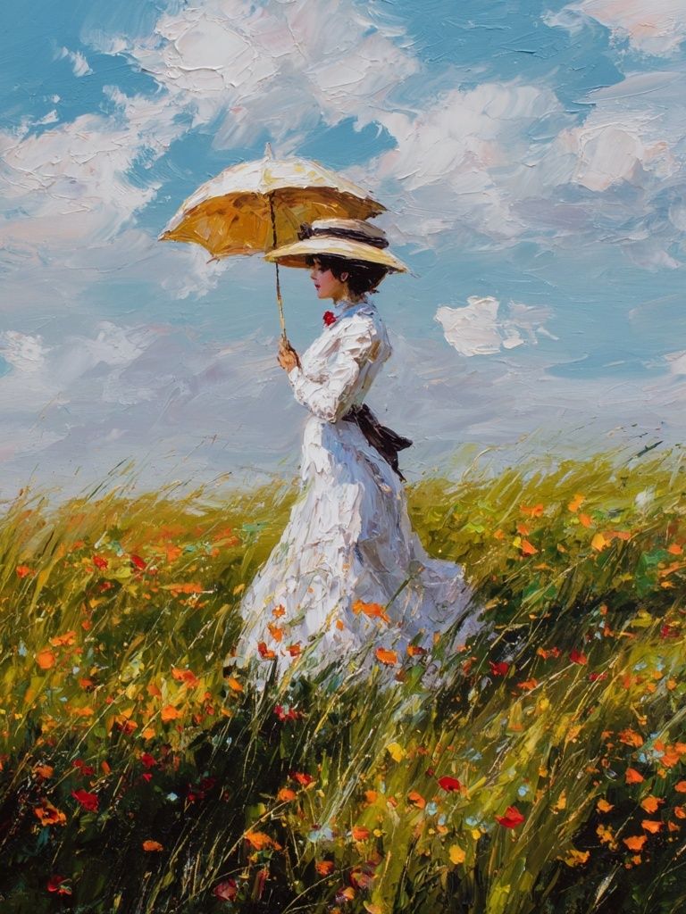 Lady with Umbrella — Impressionist Print. poster detail