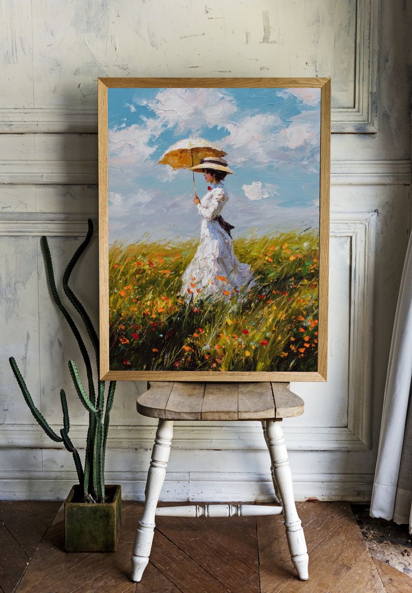 Lady with Umbrella — Impressionist Print. — room view 1