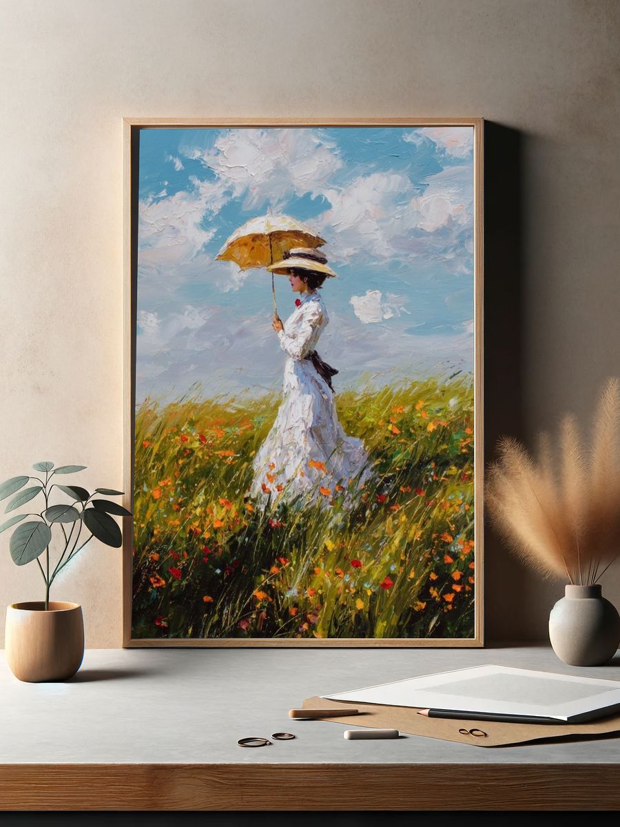 Lady with Umbrella — Impressionist Print. — room view 2