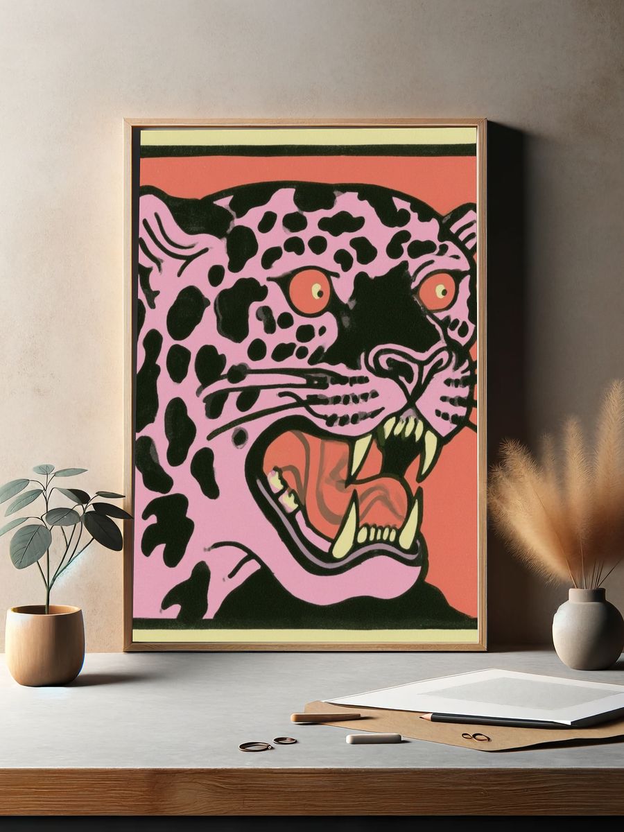 Pink Leopard Pop-Art Poster. — room view 2