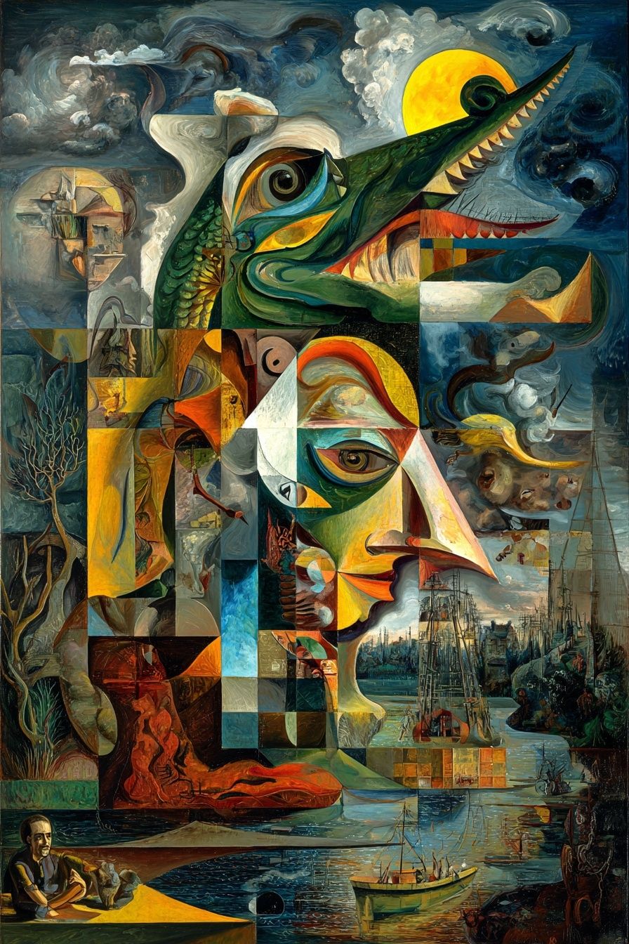 Surrealist Collage Art Poster. poster detail