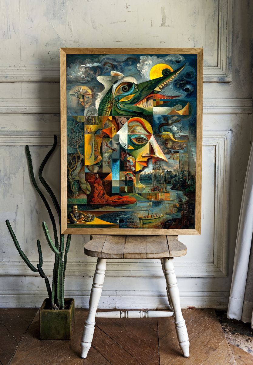Surrealist Collage Art Poster. room preview