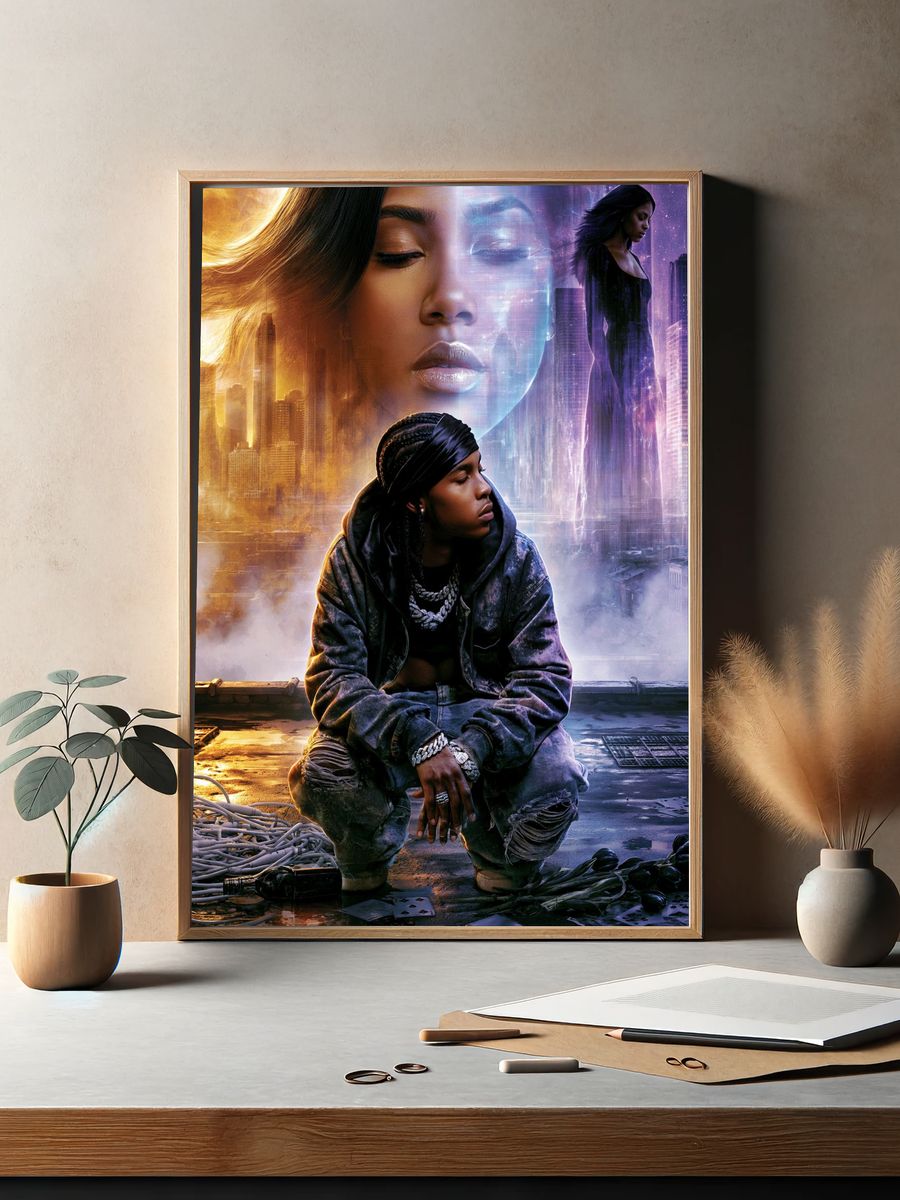 Dreamlike City Portrait Poster. — room view 2