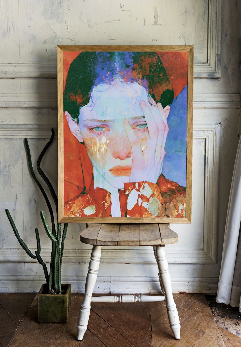 Abstract Portrait Print. room preview