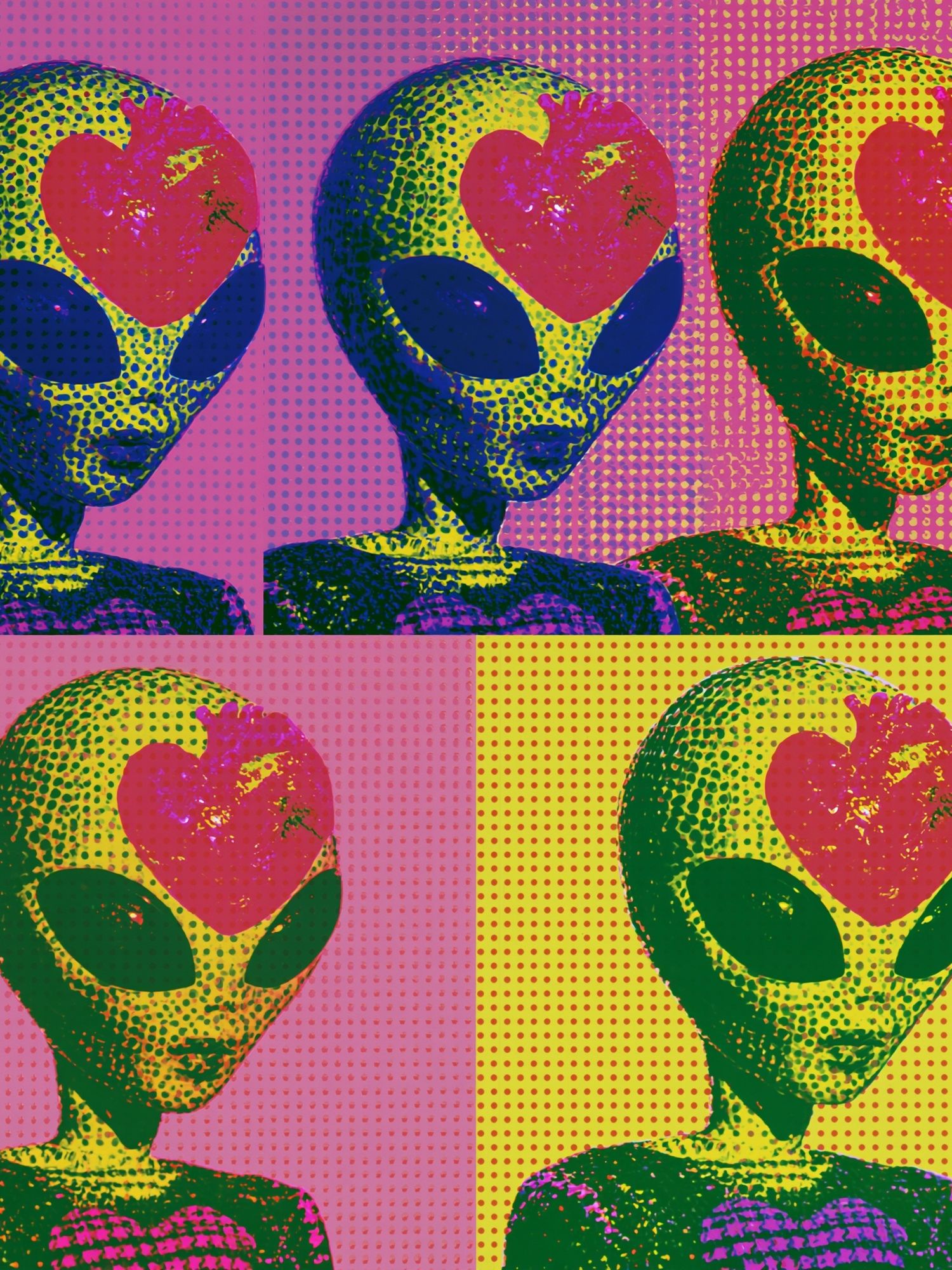 Pop Art Alien Heart Poster. poster detail