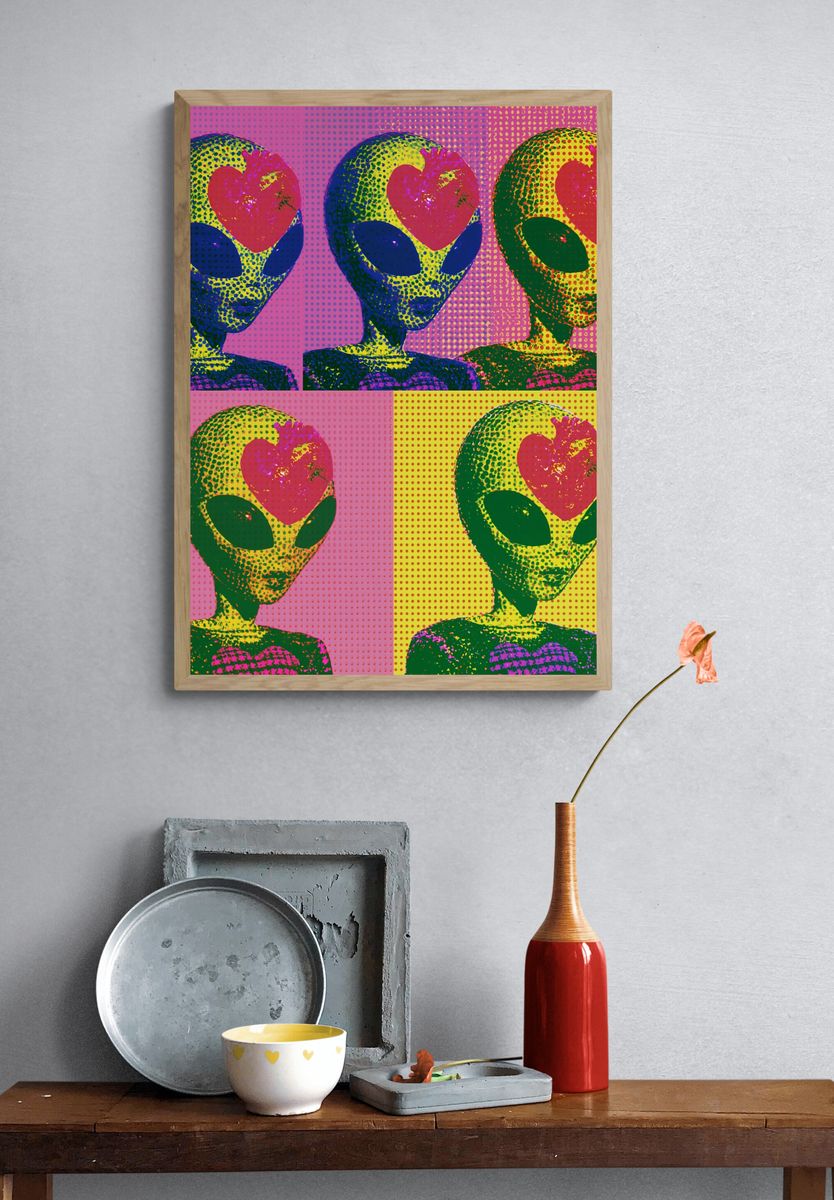 Pop Art Alien Heart Poster. — room view 3
