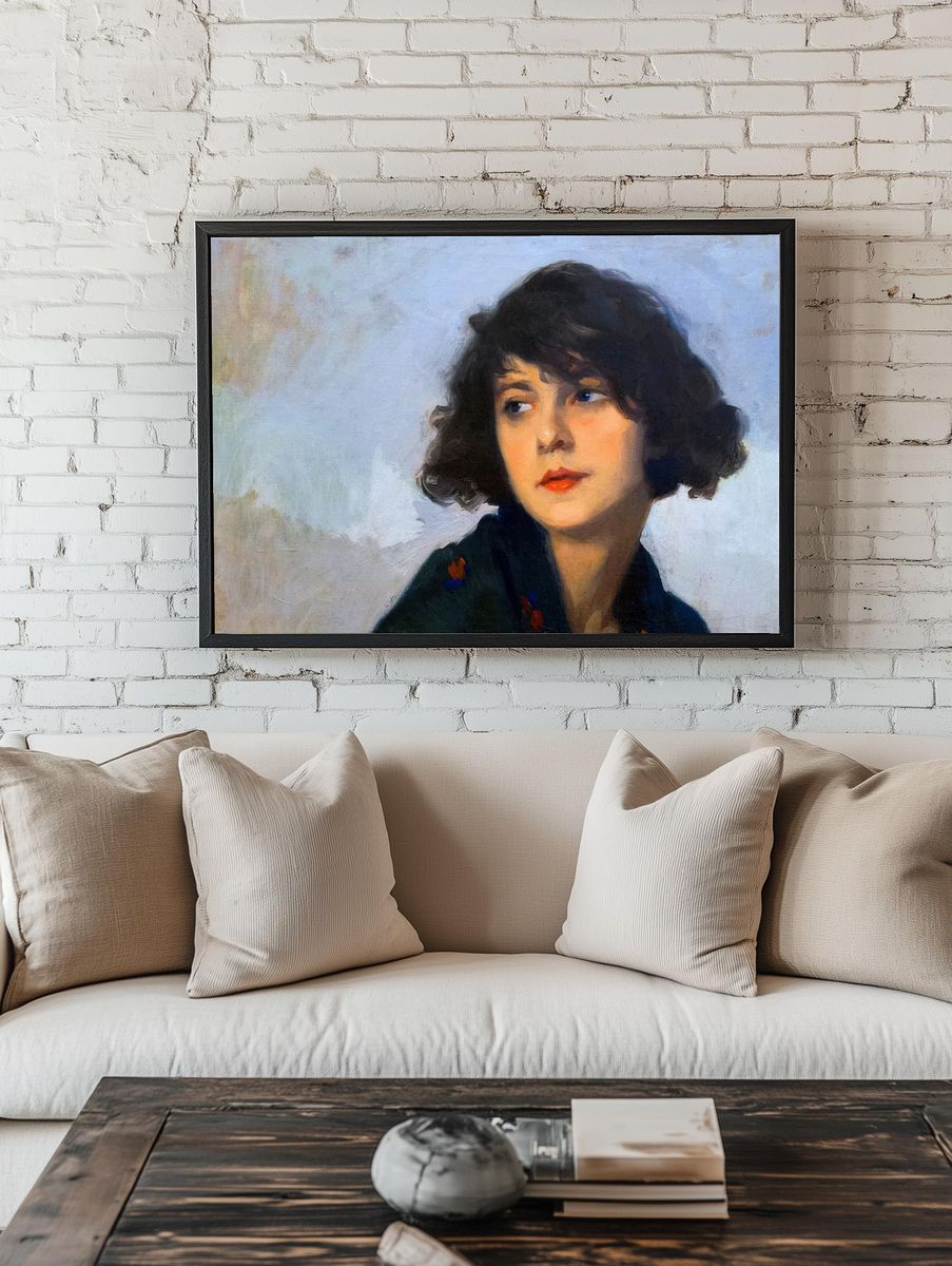 Woman green shawl (1927) aesthetic room preview