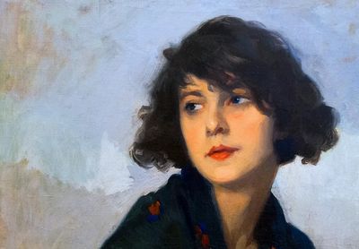 Woman green shawl (1927) aesthetic.