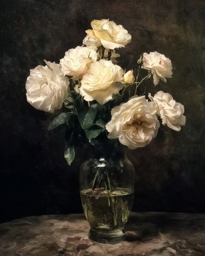 Cream Roses Still Life Poster. poster print