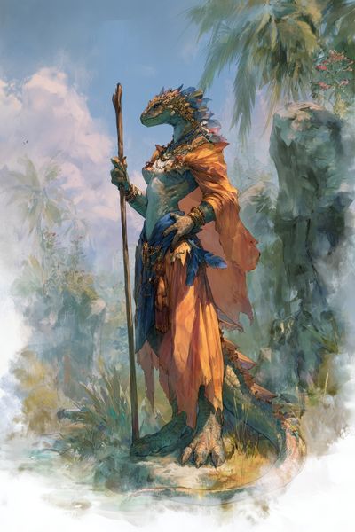 Lizard Warrior — Fantasy Art Print. poster