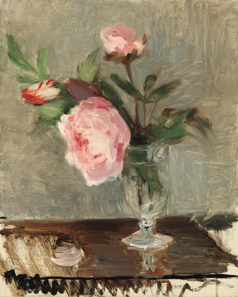 Aesthetic peonies painting. poster detail