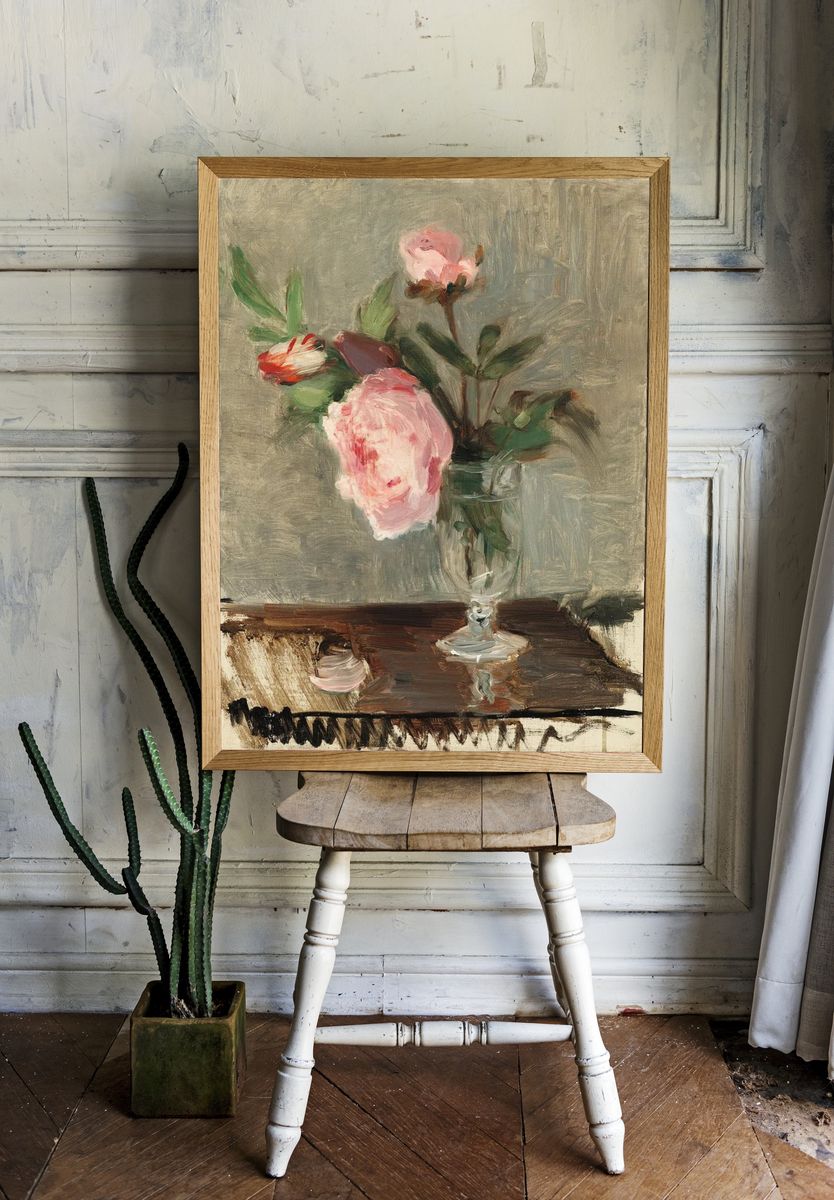 Aesthetic peonies painting. — room view 1