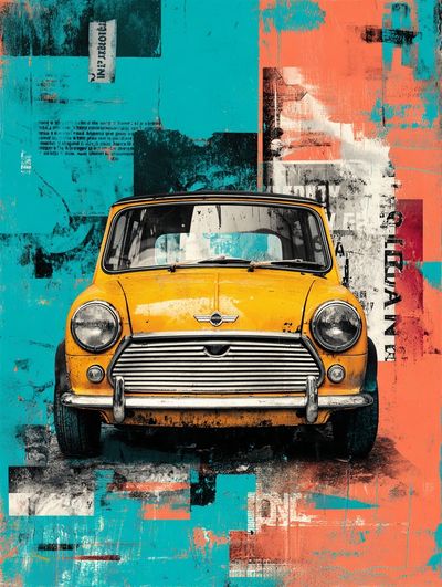 Yellow Mini Cooper Pop Art Poster. poster print