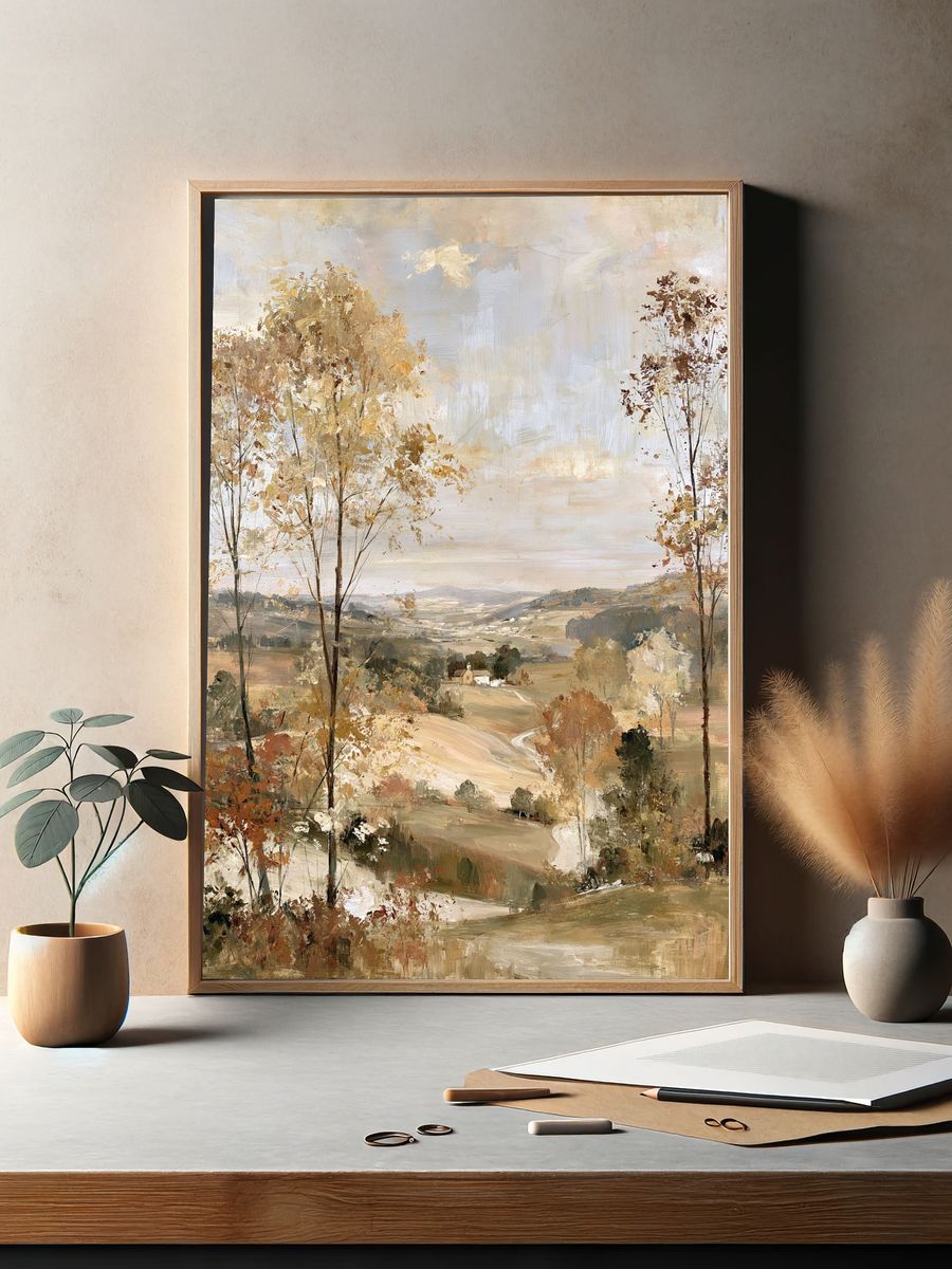 Autumn Valley Landscape Print. — room view 2