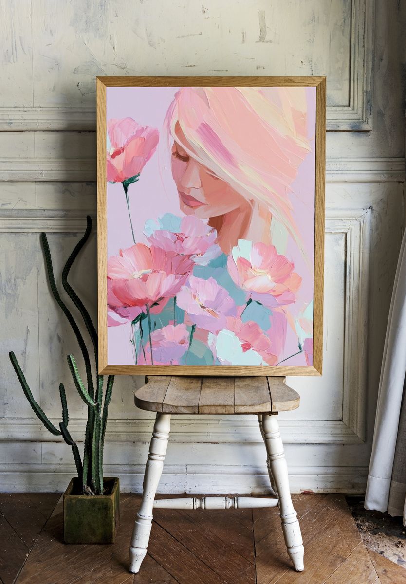 Pastel Floral Portrait Print. — room view 1