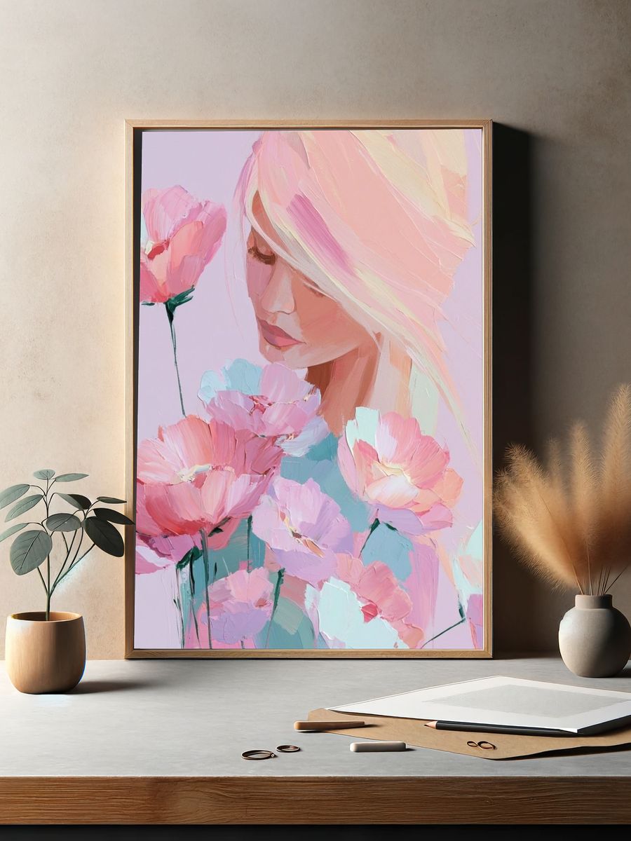Pastel Floral Portrait Print. — room view 2