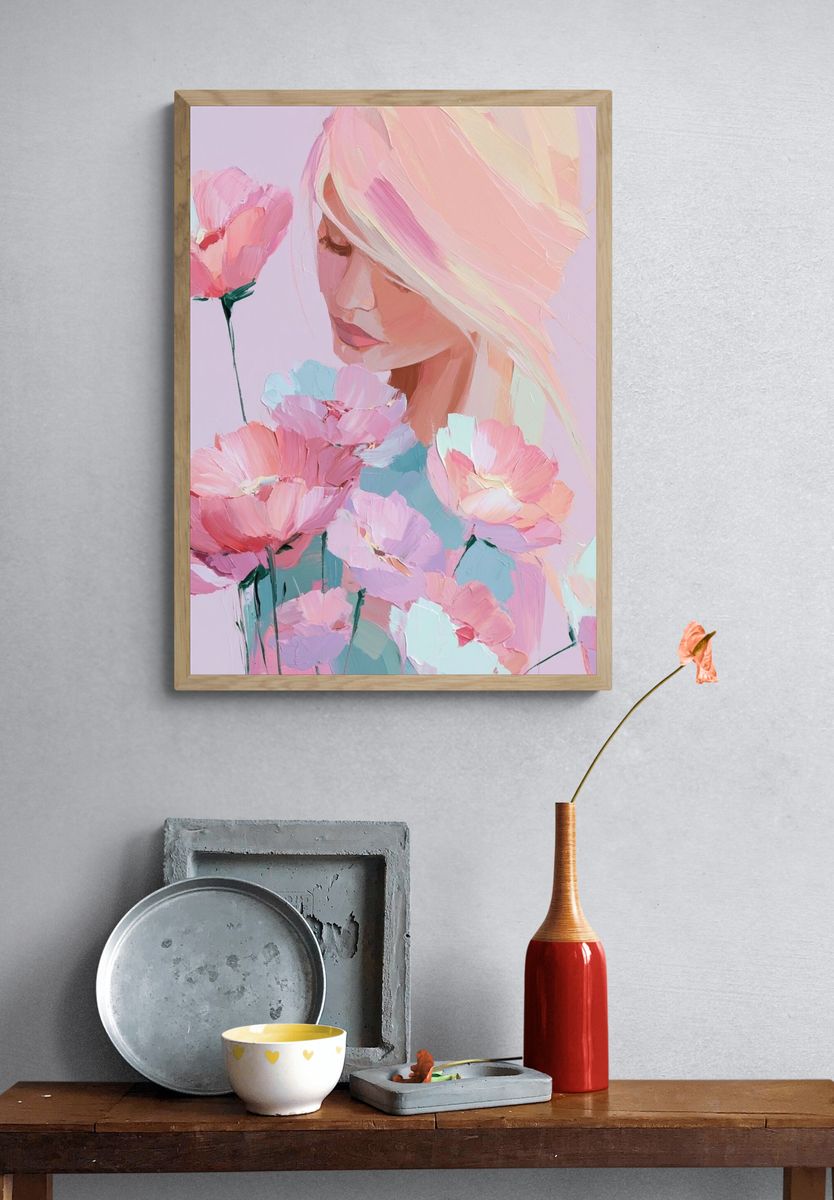 Pastel Floral Portrait Print. — room view 3