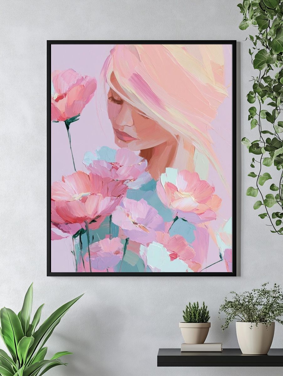Pastel Floral Portrait Print. — room view 4