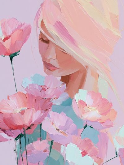 Pastel Floral Portrait Print. poster