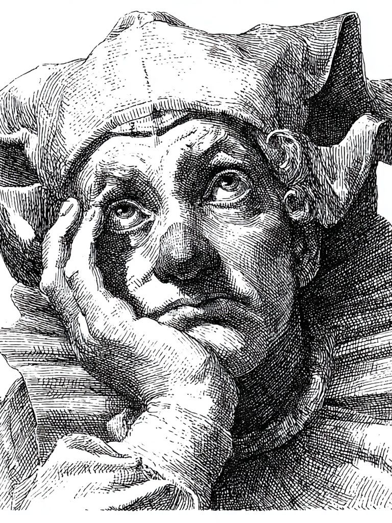 Pensive Jester — Fine Art Print. poster — fine-art art