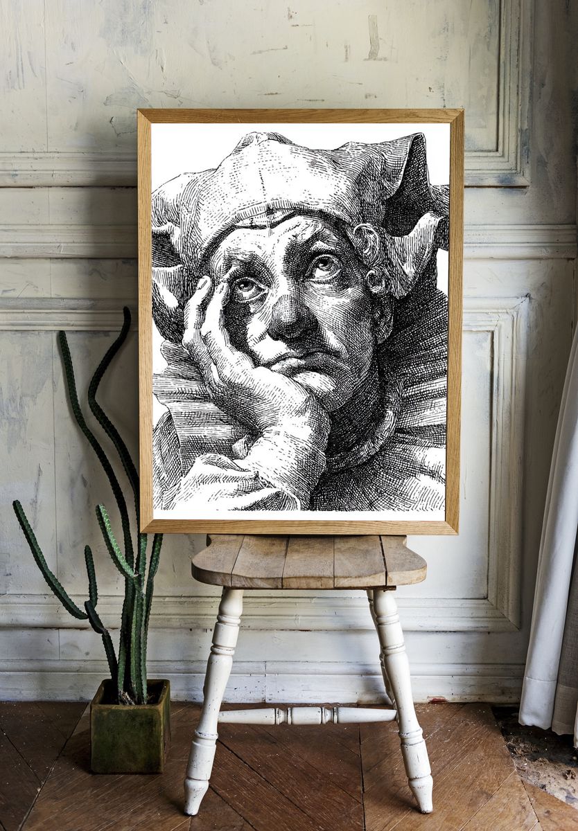 Pensive Jester — Fine Art Print room preview