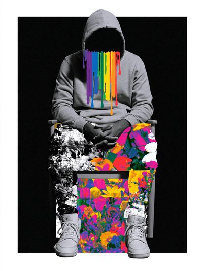 Rainbow Hooded Figure Pop-Art Poster. poster