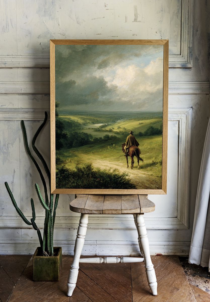 Rider Over Rolling Hills Fine-Art Poster. — room view 1