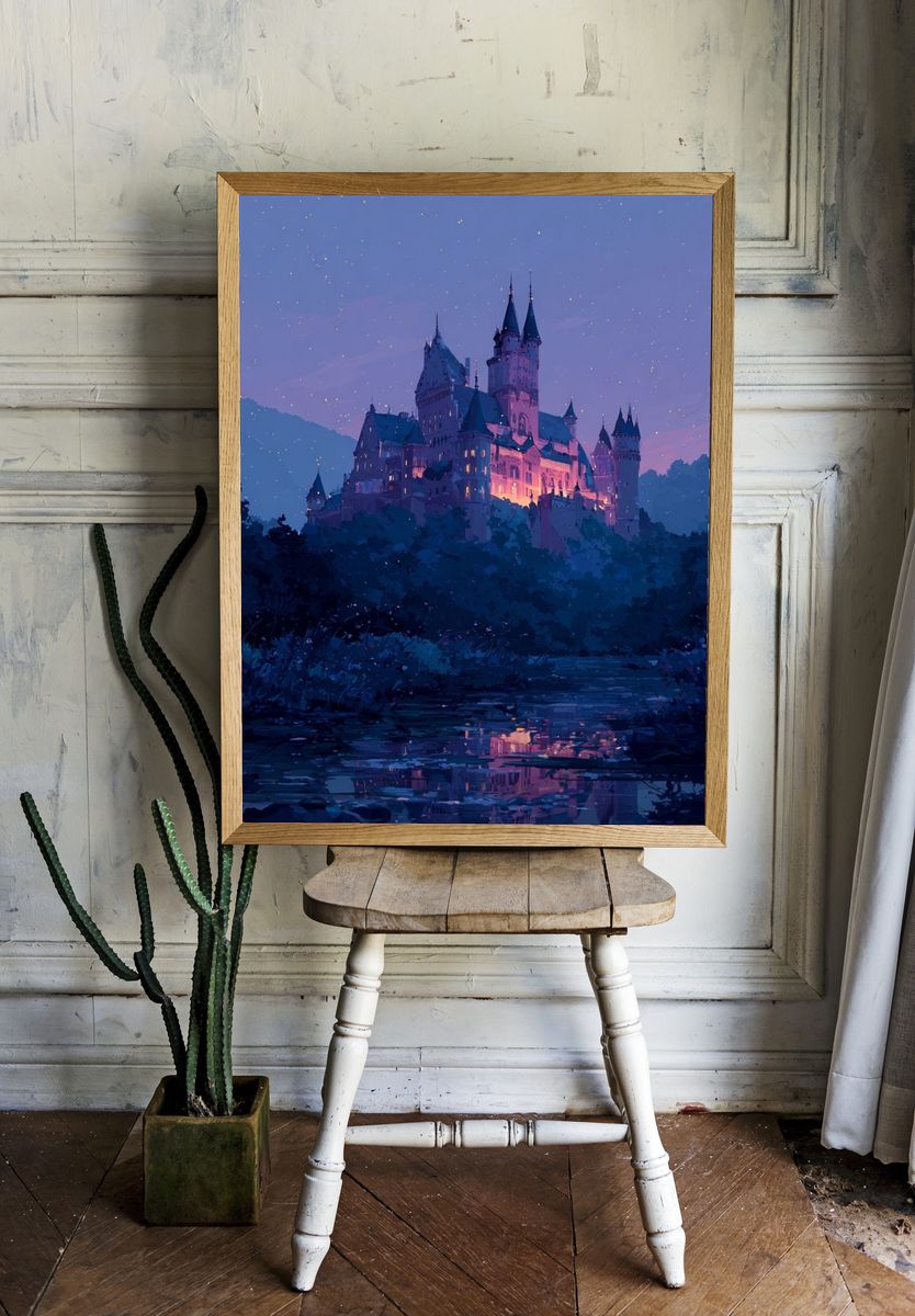 Enchanted Castle at Dusk — Fantasy Print room preview