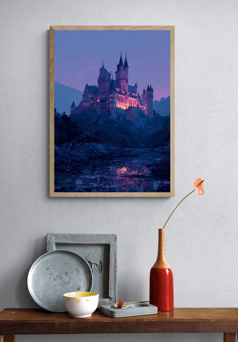 Enchanted Castle at Dusk — Fantasy Print. — room view 3