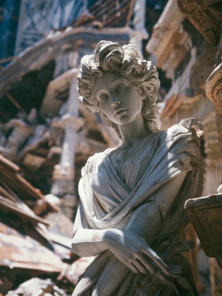 Classical Sculpture in Ruins — Fine Art Print. poster detail