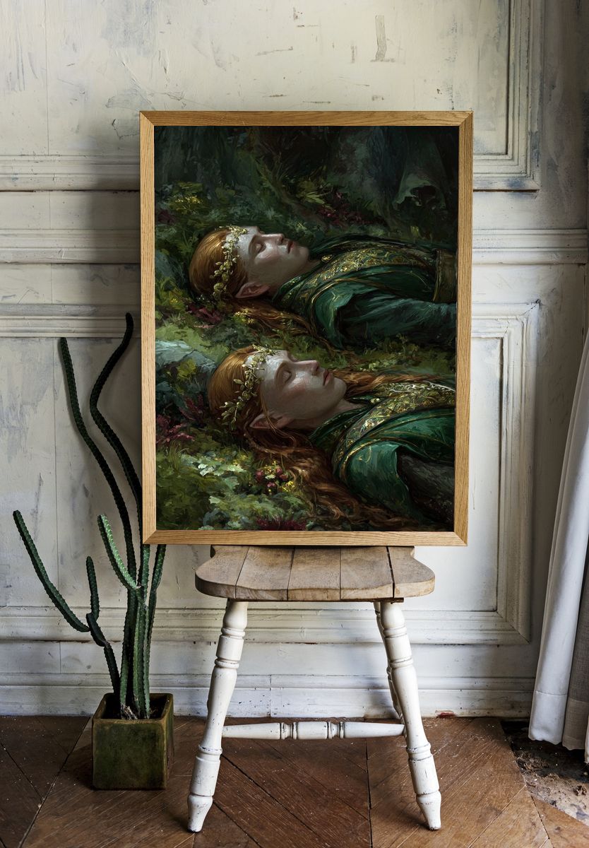 Elven Sisters in Nature — Fantasy Print. — room view 1