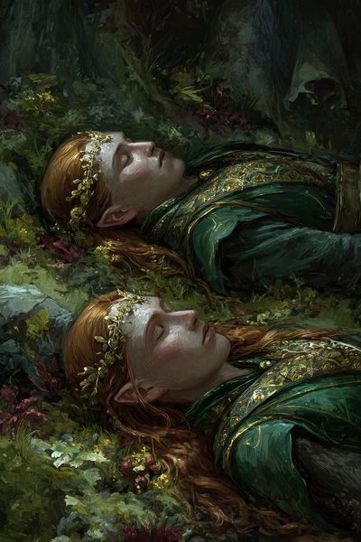 Elven Sisters in Nature — Fantasy Print. poster print