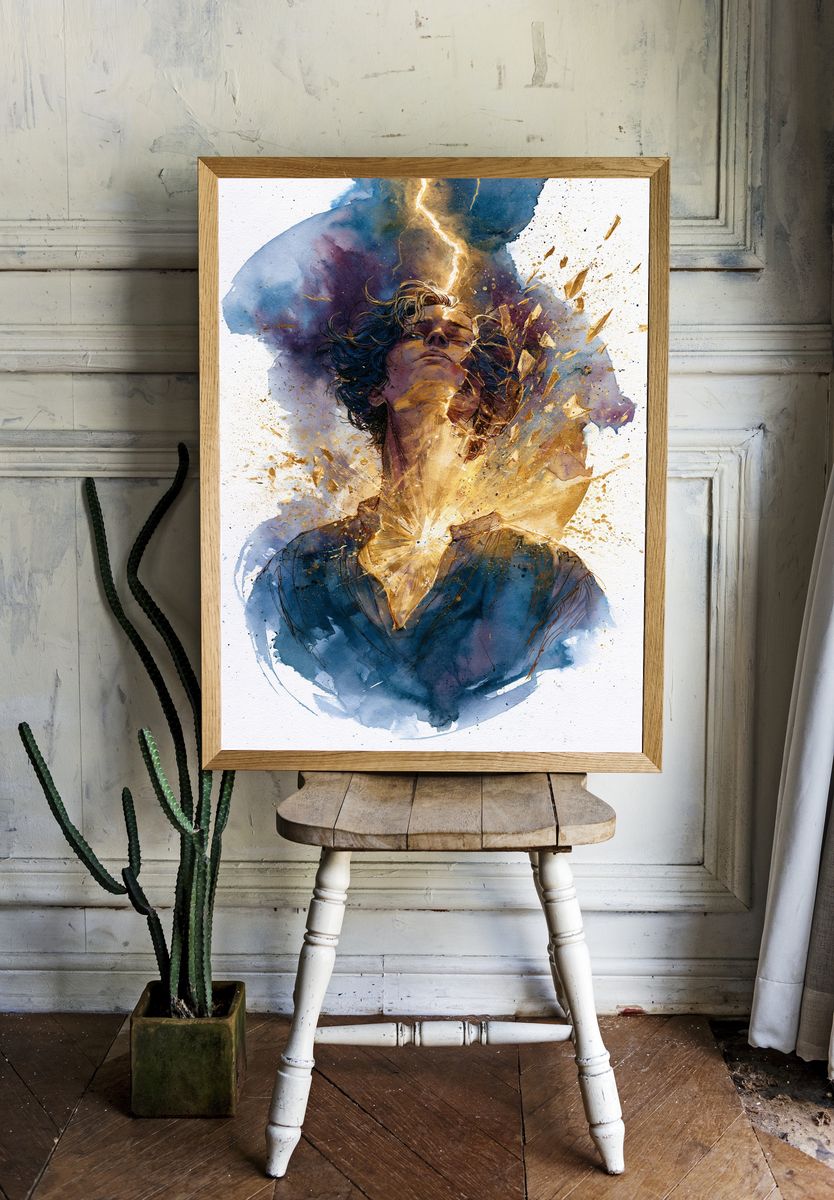 Celestial Portrait Watercolor Print. — room view 1