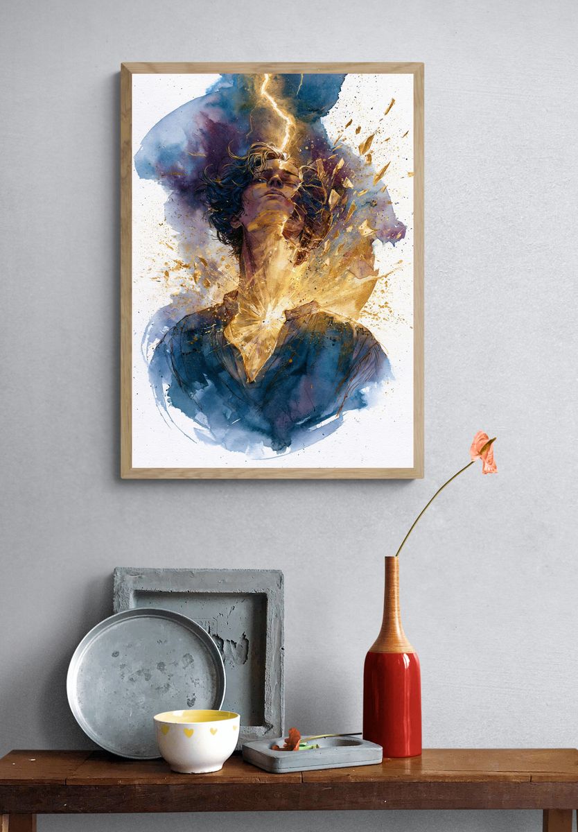Celestial Portrait Watercolor Print. — room view 3