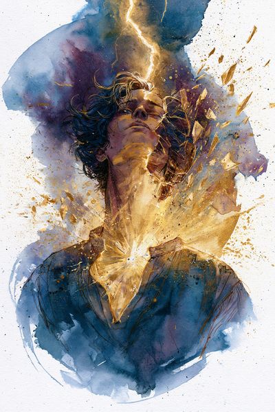 Celestial Portrait Watercolor Print. poster
