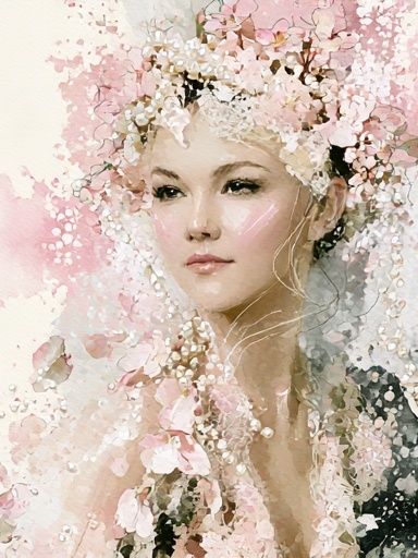 Floral Portrait Watercolor Print. poster — fine-art art